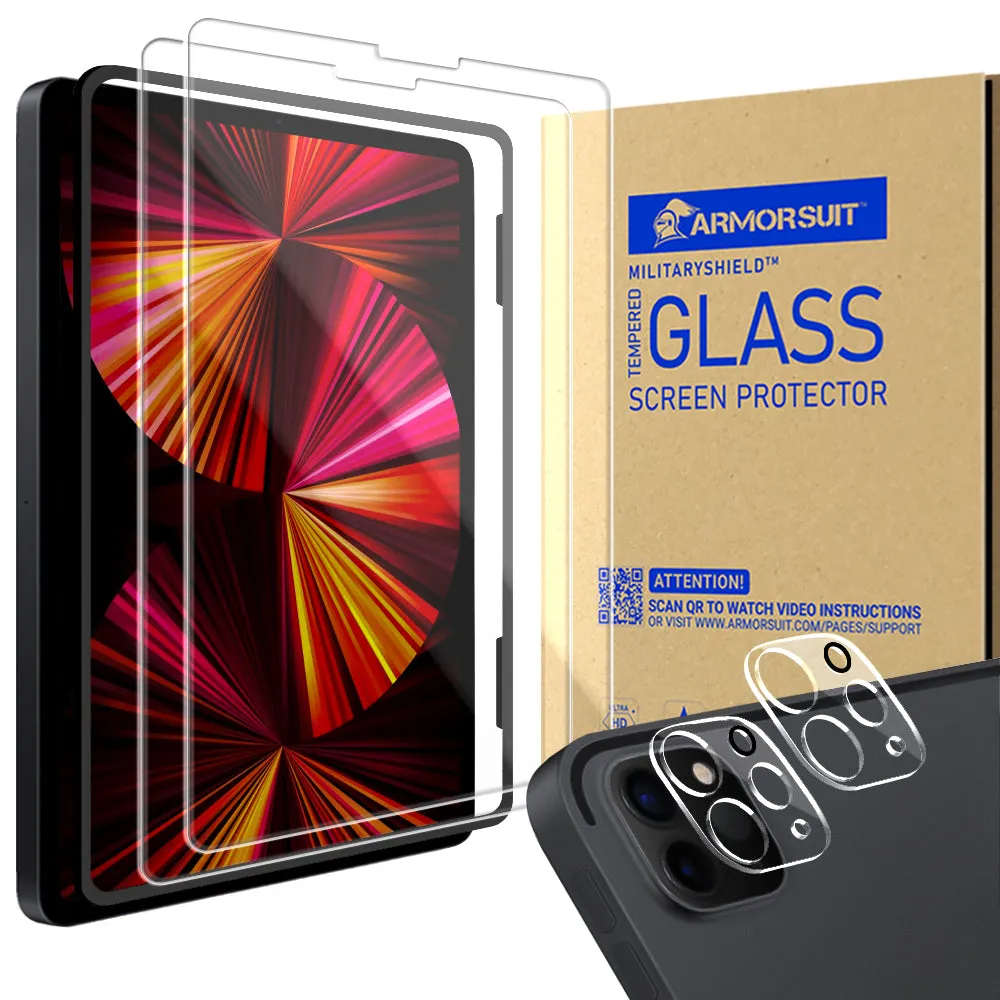 [2 Pack] ArmorSuit designed for iPad Pro 11 Inch (2020) (2021)(2022) Tempered Glass Screen Protector   [2 Pack] Camera Lens Protector