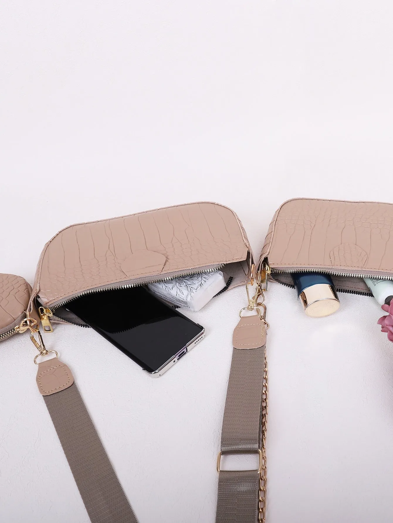 3pcs Croc Embossed Crossbody Bag Set