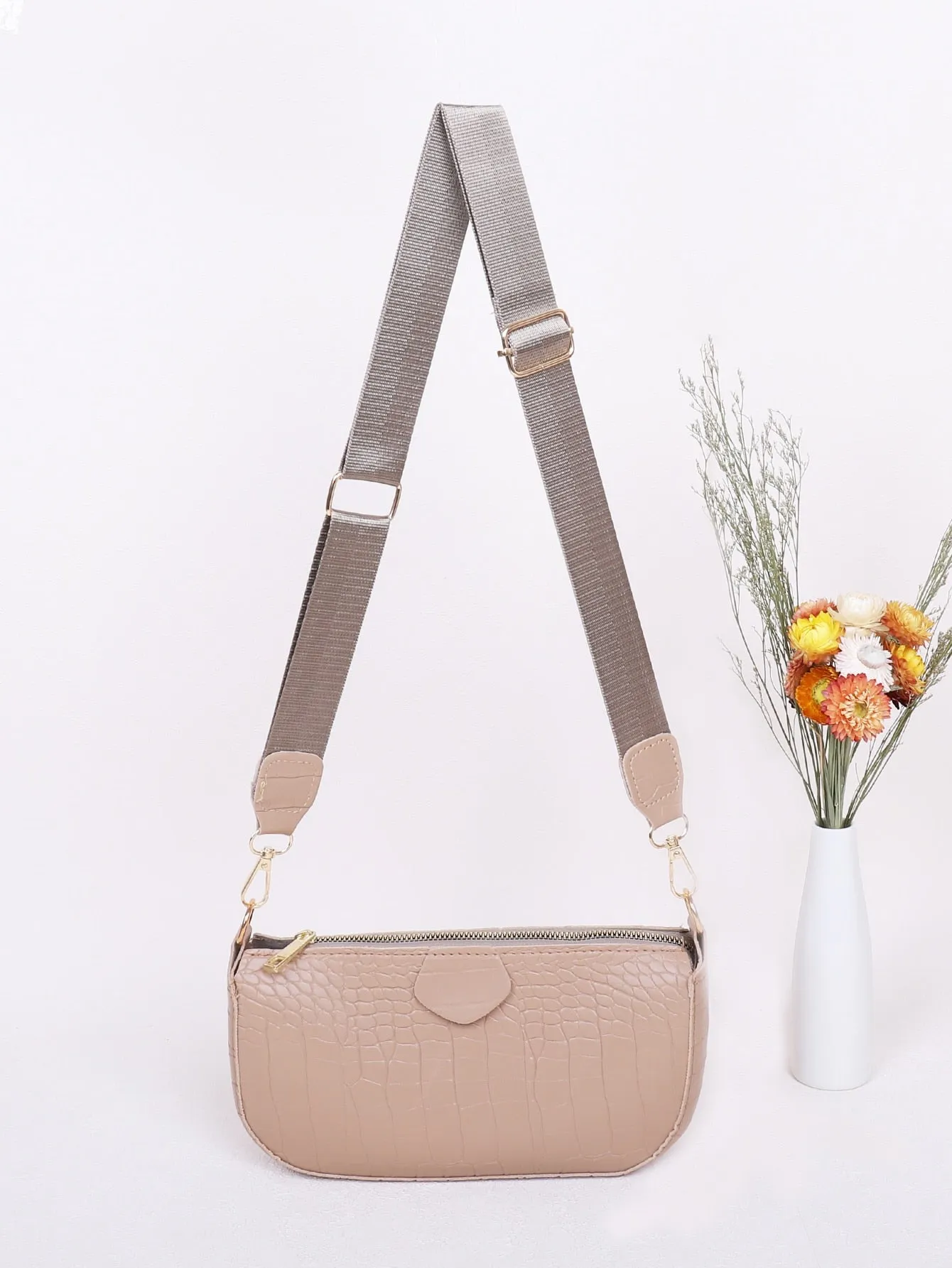 3pcs Croc Embossed Crossbody Bag Set