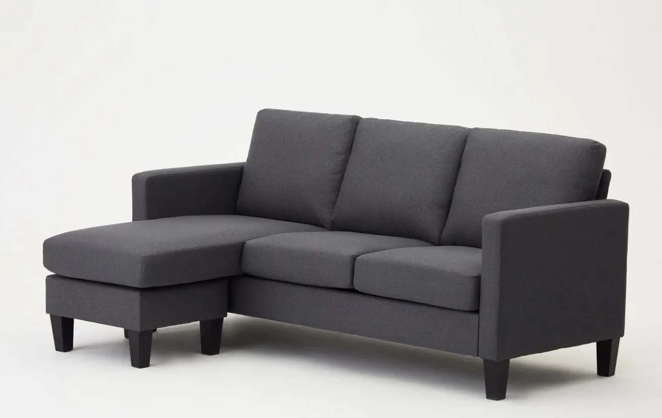 Amelia 3 Seater Fabric L Shaped Chaise Sofa - Grey