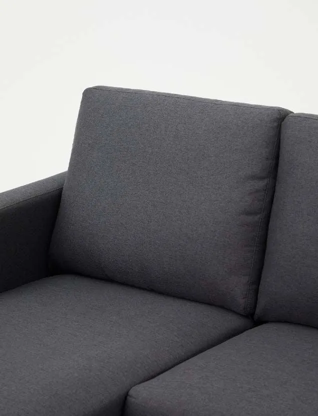 Amelia 3 Seater Fabric L Shaped Chaise Sofa - Grey