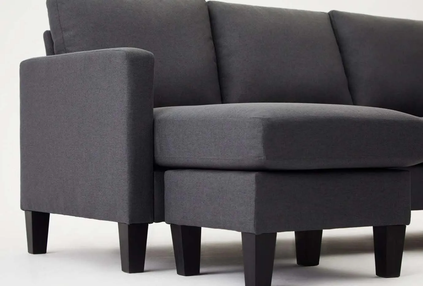 Amelia 3 Seater Fabric L Shaped Chaise Sofa - Grey