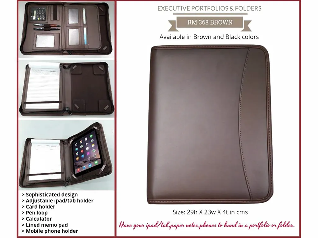 AMS-RM-368 • Brown  -  PU Leather Portfolios