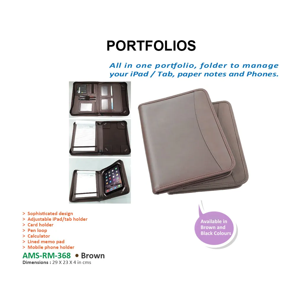 AMS-RM-368 • Brown  -  PU Leather Portfolios