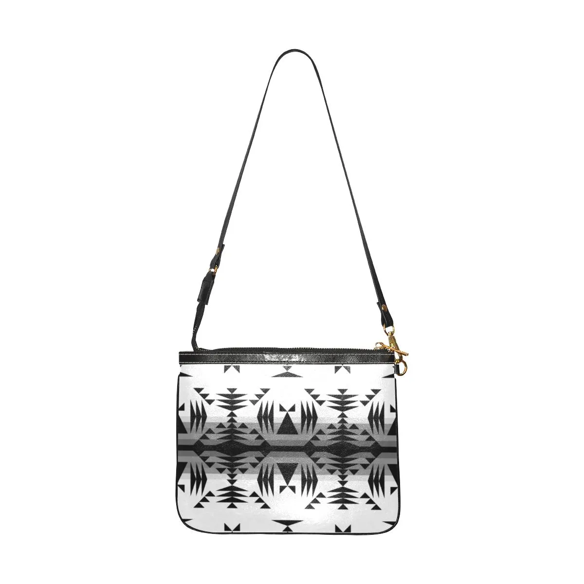 Between the Mountains White and Black Small Shoulder Bag