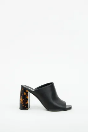 Black & Brown Heeled Mule