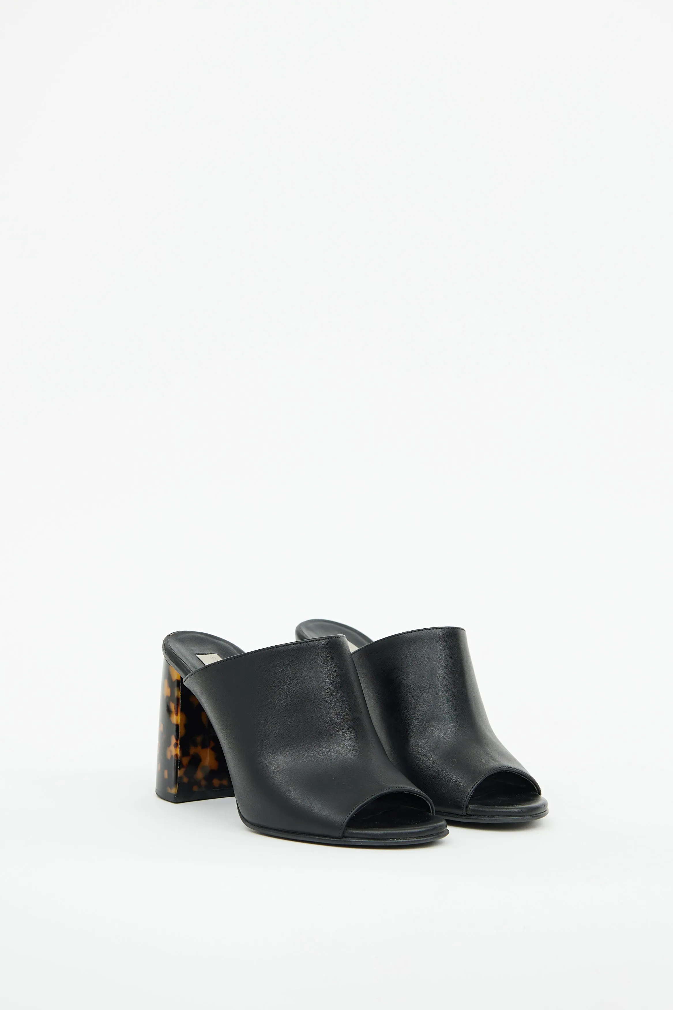 Black & Brown Heeled Mule
