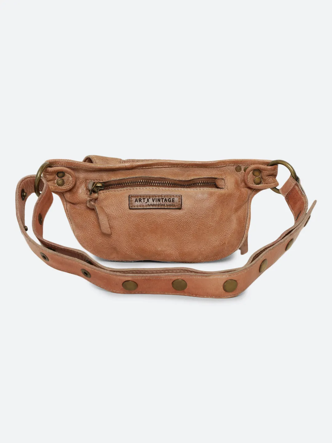 Blush Genuine Leather Crossover Waist Belt Bag