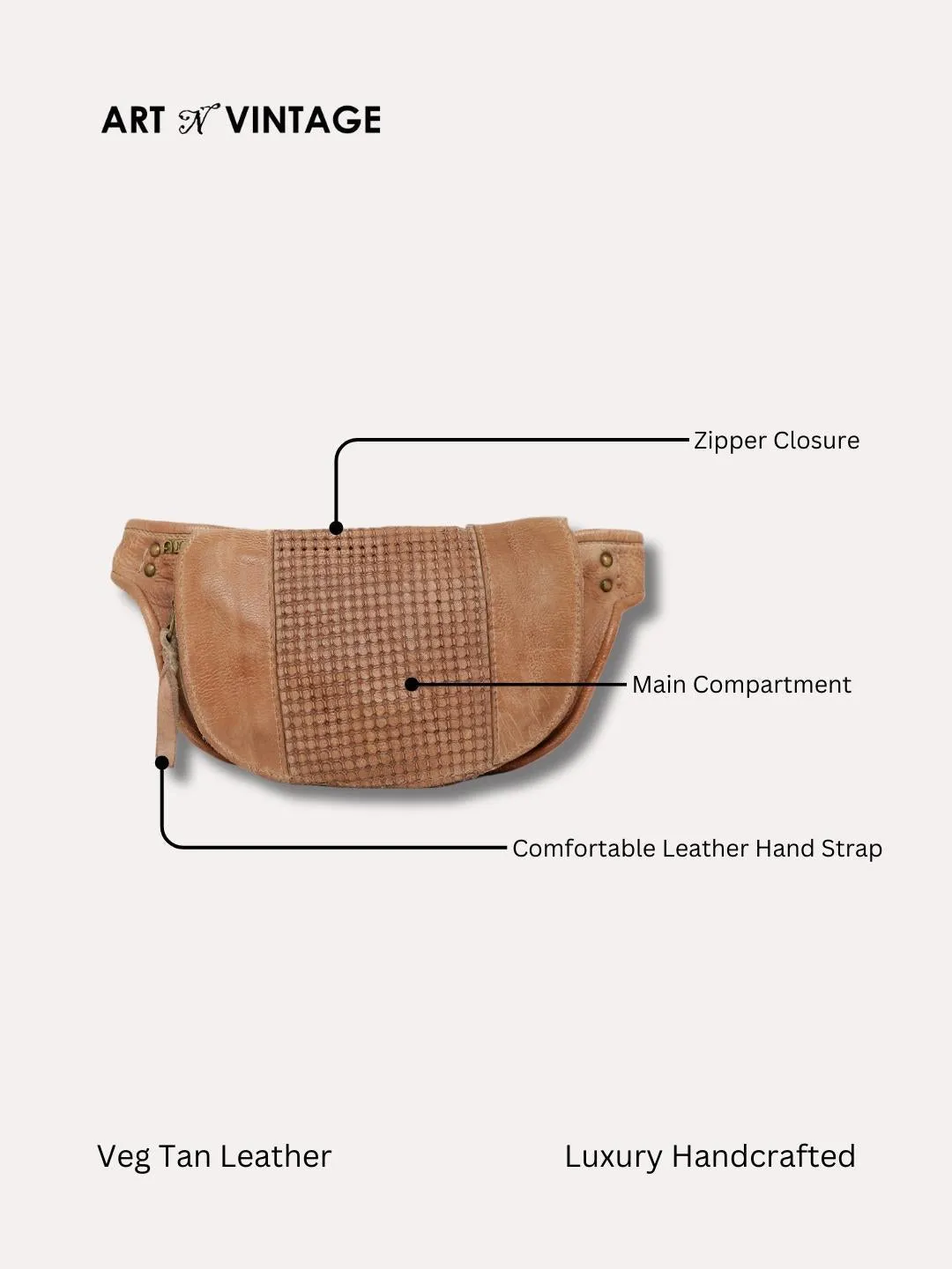 Blush Genuine Leather Crossover Waist Belt Bag