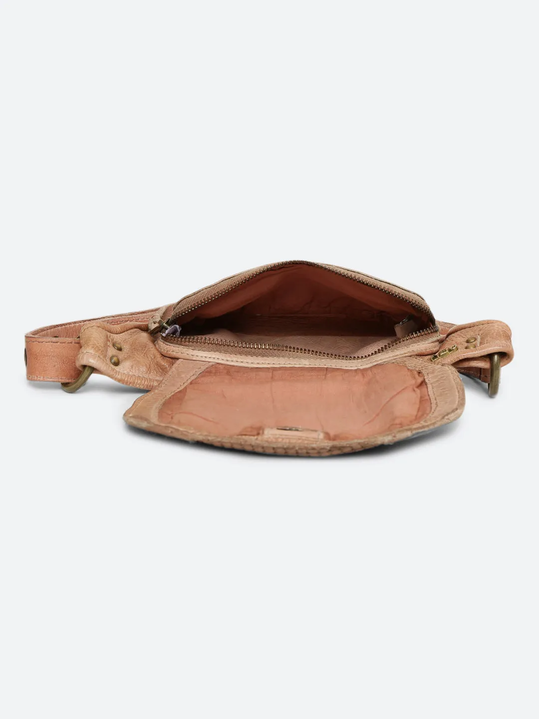 Blush Genuine Leather Crossover Waist Belt Bag