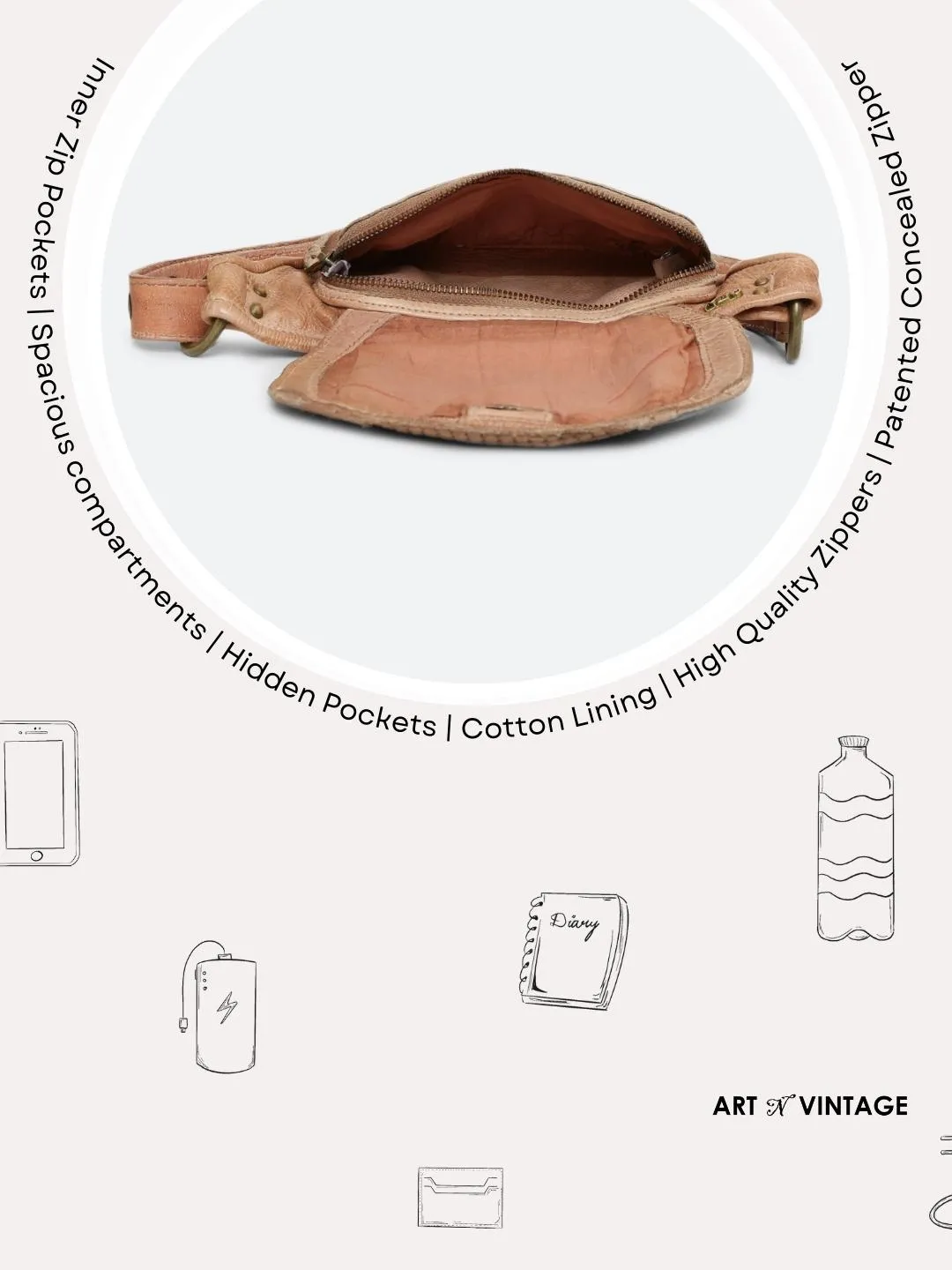 Blush Genuine Leather Crossover Waist Belt Bag