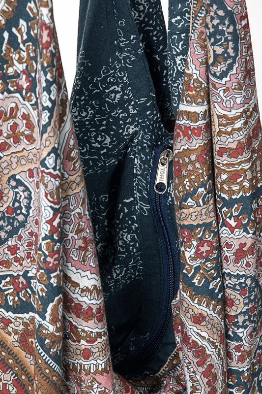 BOHO SLING BAG (BLUE/BURGUNDY PAISLEY)