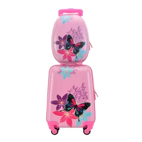 BONTOUR 2 pcs kids' luggage set, backpack   trolley, scratch-resistant (butterfly)