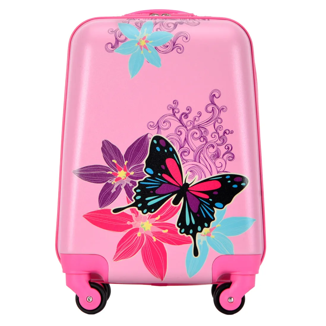 BONTOUR 2 pcs kids' luggage set, backpack   trolley, scratch-resistant (butterfly)