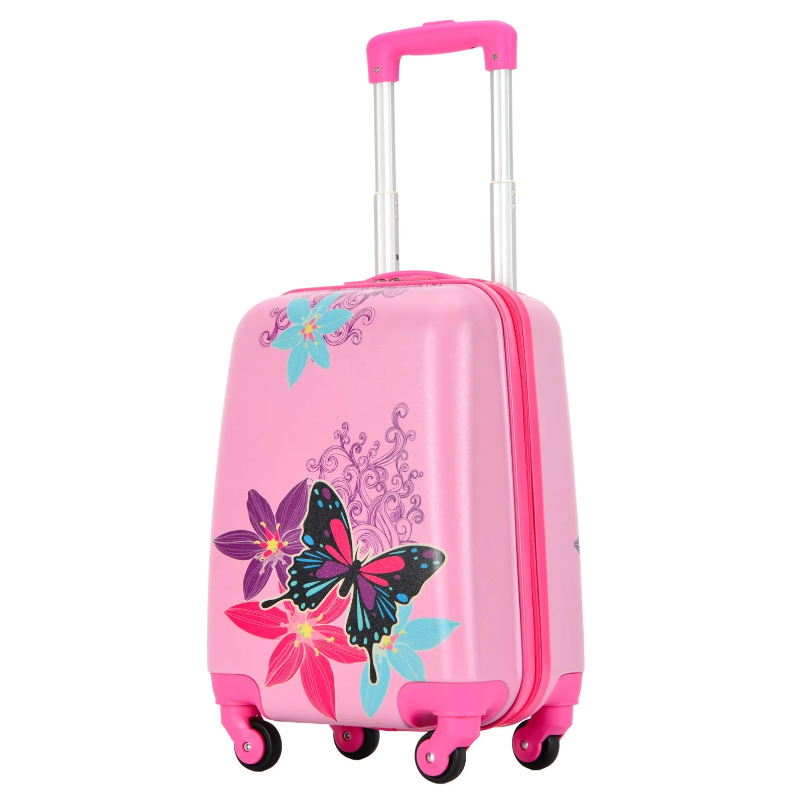 BONTOUR 2 pcs kids' luggage set, backpack   trolley, scratch-resistant (butterfly)