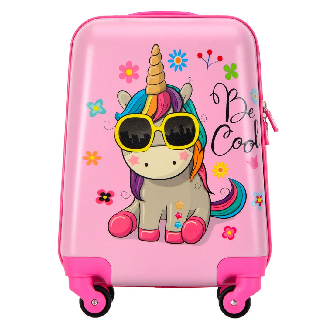BONTOUR 2 pcs kids' luggage set, backpack   trolley, scratch-resistant (Unicorn)