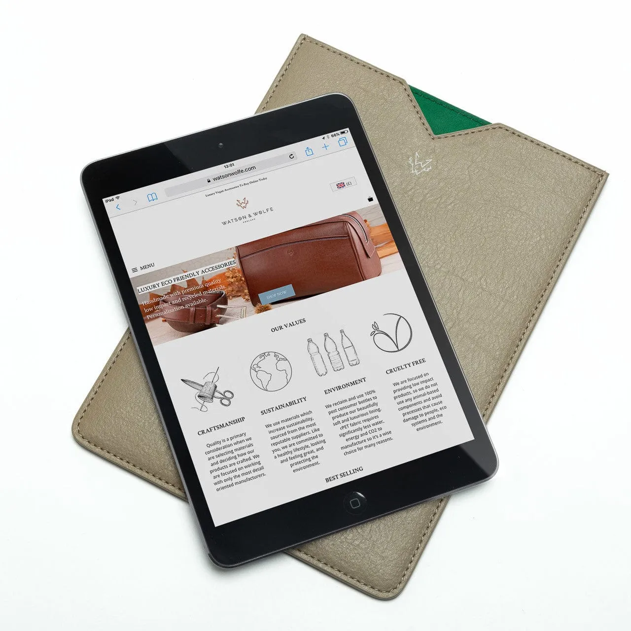 Cactus Leather Tablet & E-Reader Sleeve | Stone