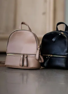 Compact Faux Leather Back Pack