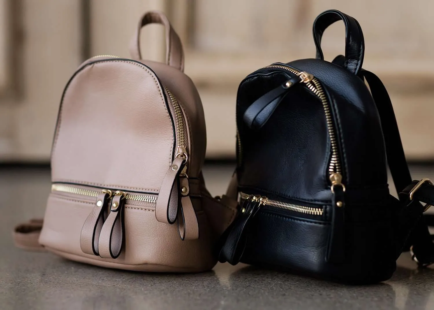 Compact Faux Leather Back Pack