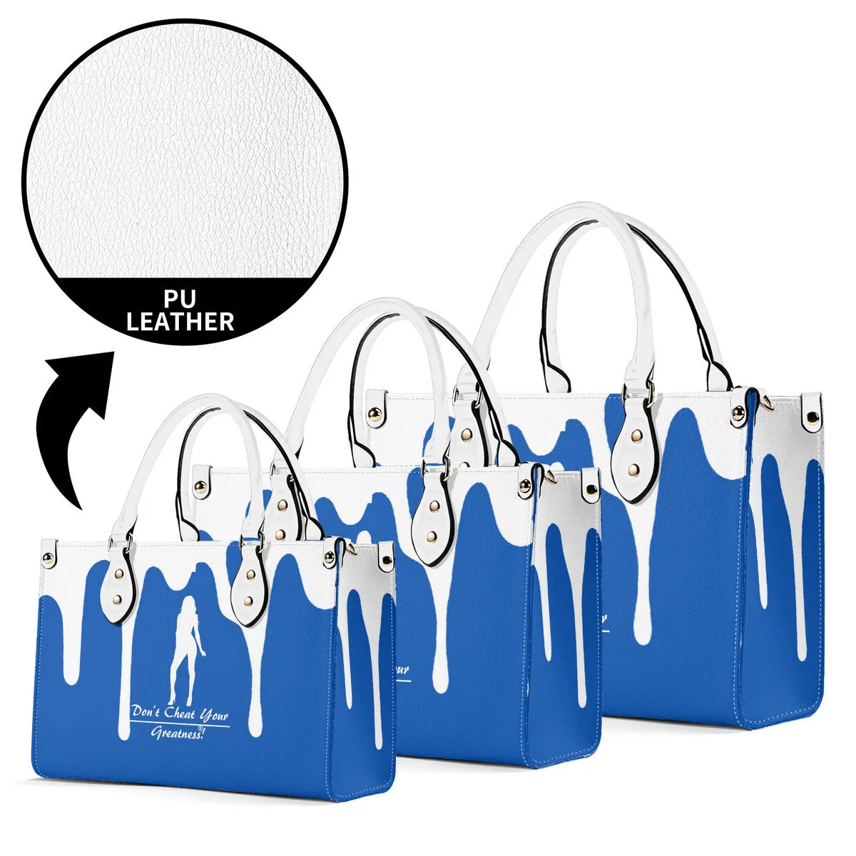 DRIP SF White Logo  & Blue Multiple Sizes Upgraded Luxury Women PU Leather Handbag