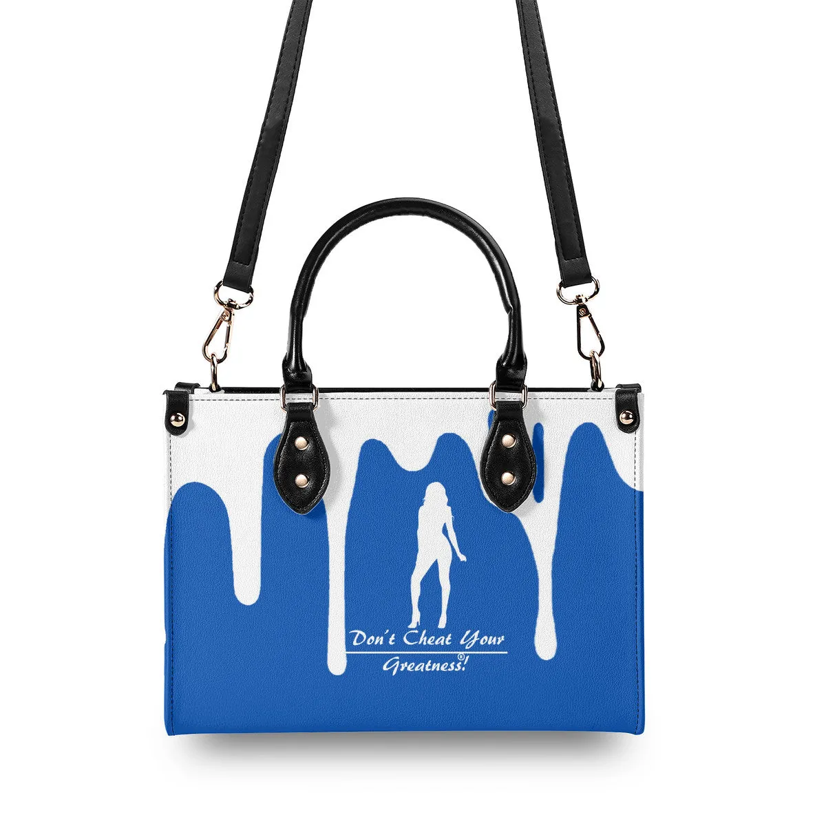 DRIP SF White Logo  & Blue Multiple Sizes Upgraded Luxury Women PU Leather Handbag