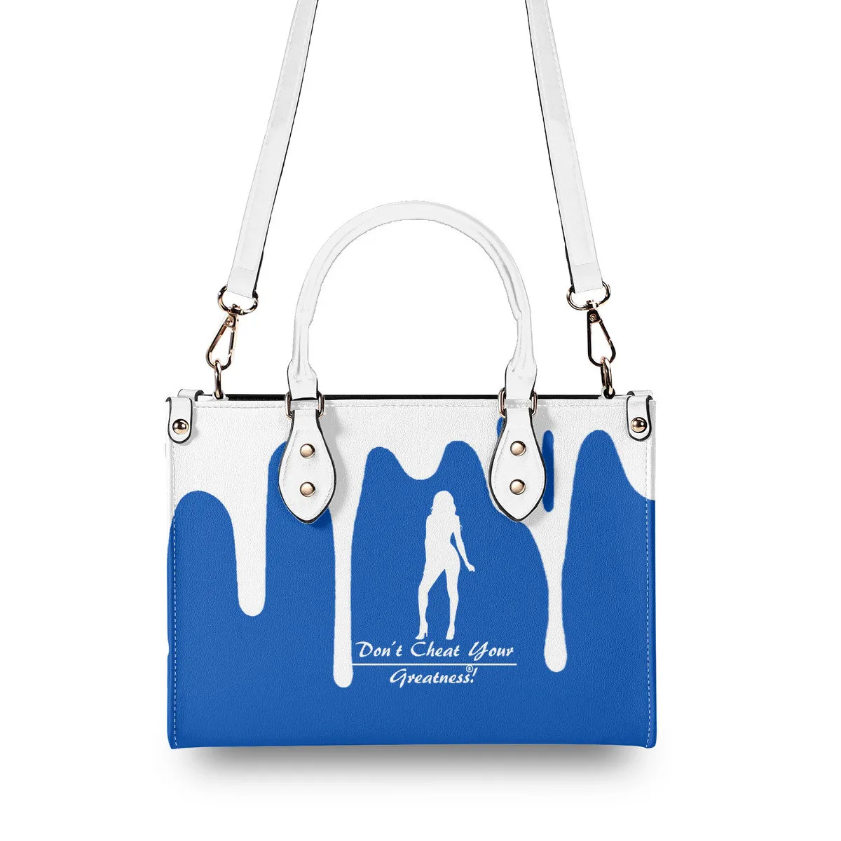 DRIP SF White Logo  & Blue Multiple Sizes Upgraded Luxury Women PU Leather Handbag