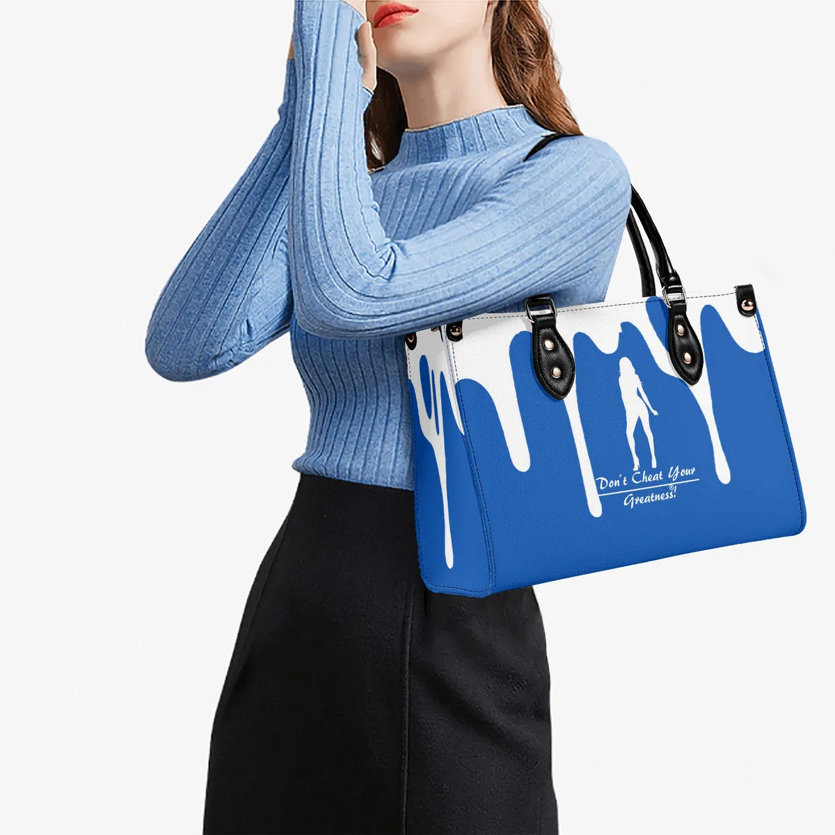 DRIP SF White Logo  & Blue Multiple Sizes Upgraded Luxury Women PU Leather Handbag