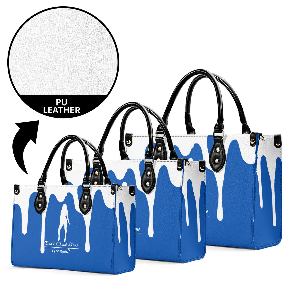 DRIP SF White Logo  & Blue Multiple Sizes Upgraded Luxury Women PU Leather Handbag