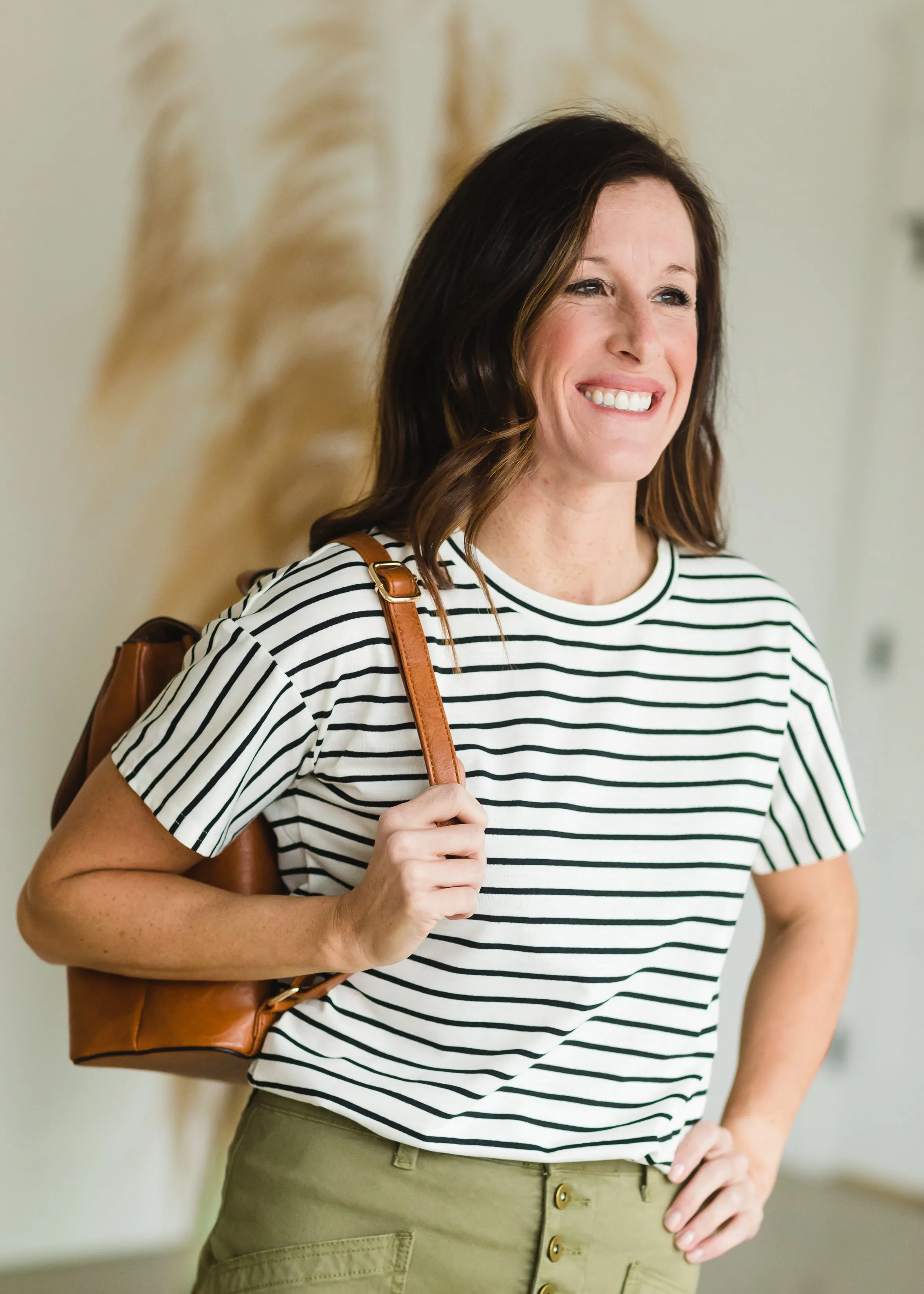 Faux Leather Double Buckle Backpack
