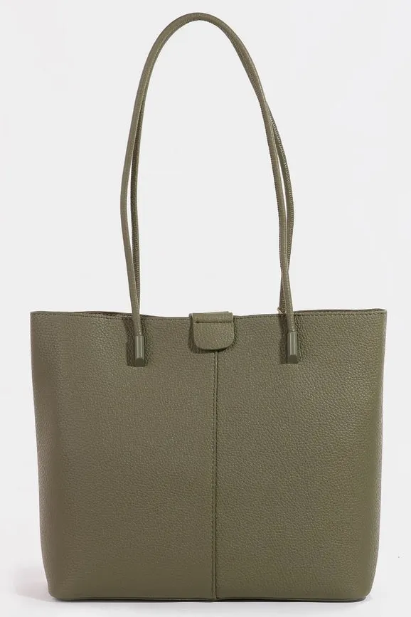 Faux Leather Rope Handle Tote Bag