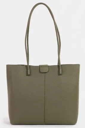 Faux Leather Rope Handle Tote Bag