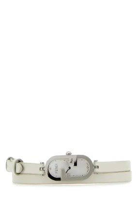 FENDI Elegant Leather O Lock Vertical Watch for Women