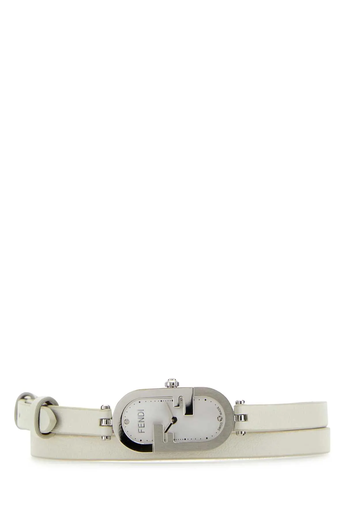 FENDI Elegant Leather O Lock Vertical Watch for Women