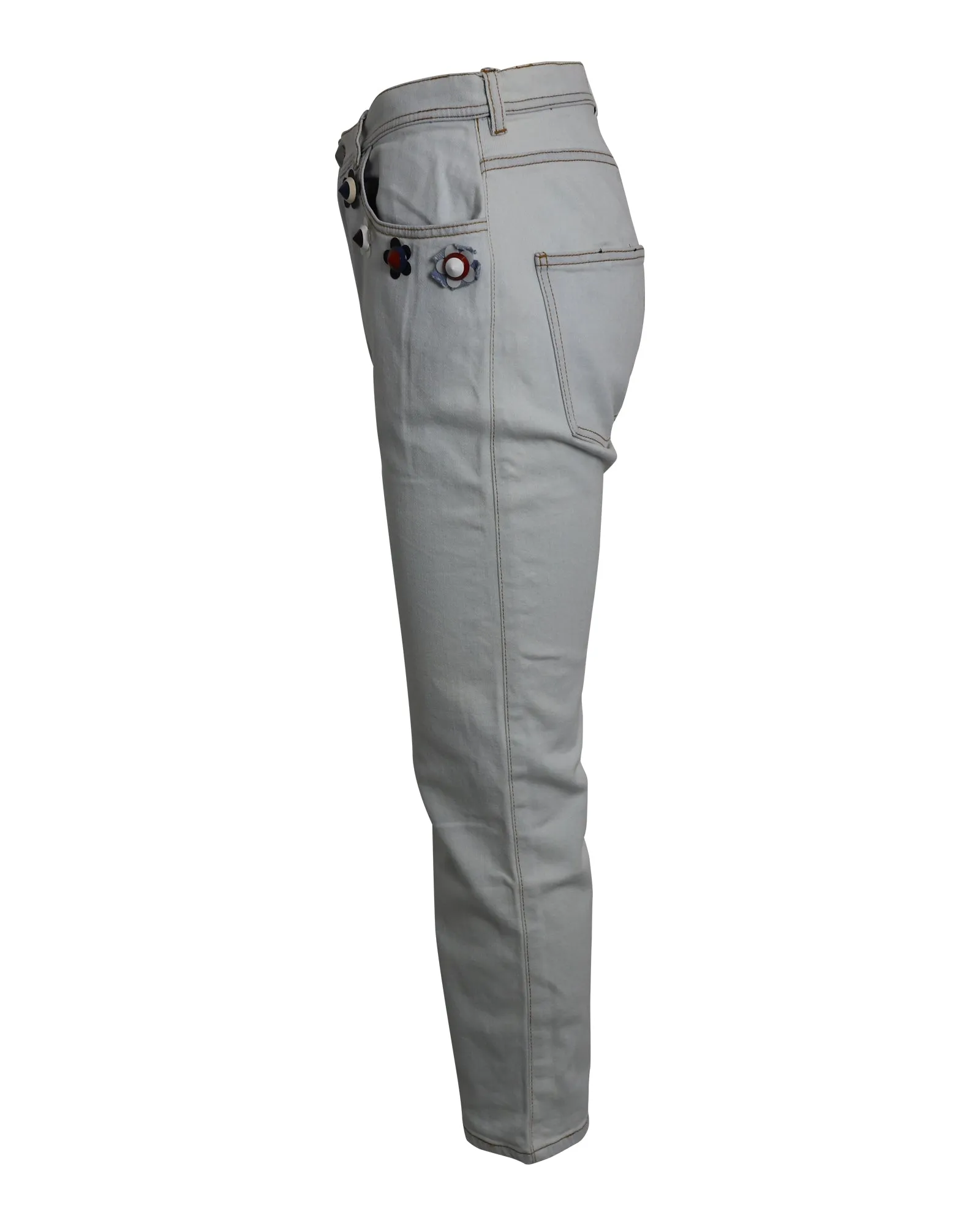 Fendi Flowerland Jeans in Light Blue Cotton Denim