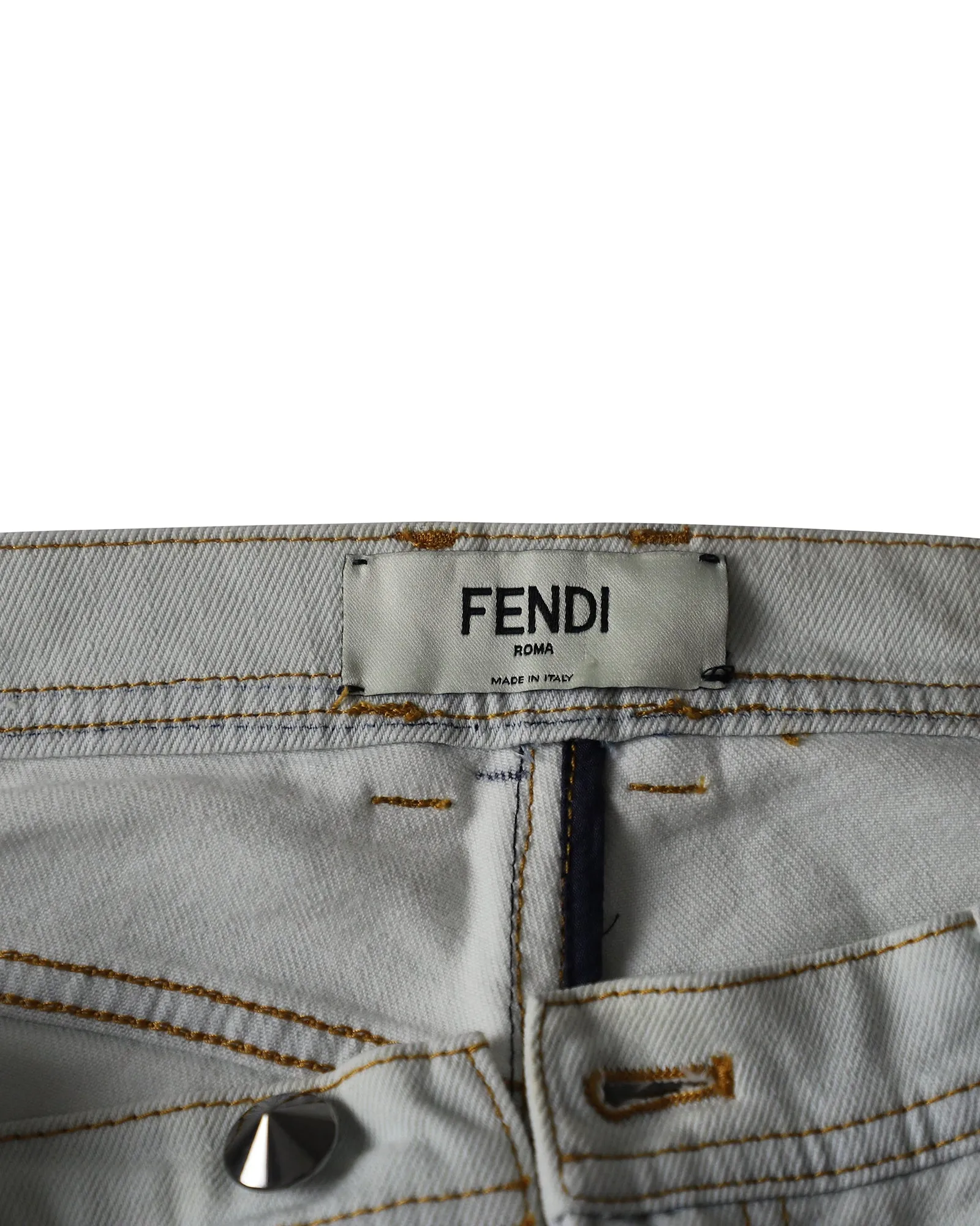 Fendi Flowerland Jeans in Light Blue Cotton Denim
