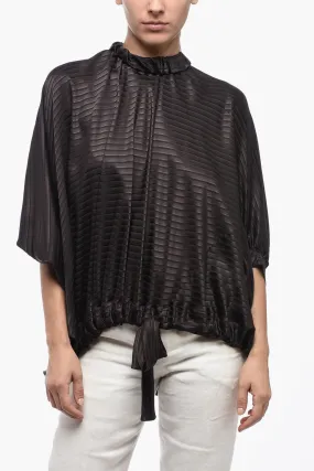 Fendi FRIEND OF FENDI Drawstringed DIAGONAL STRIP Silk Blouse