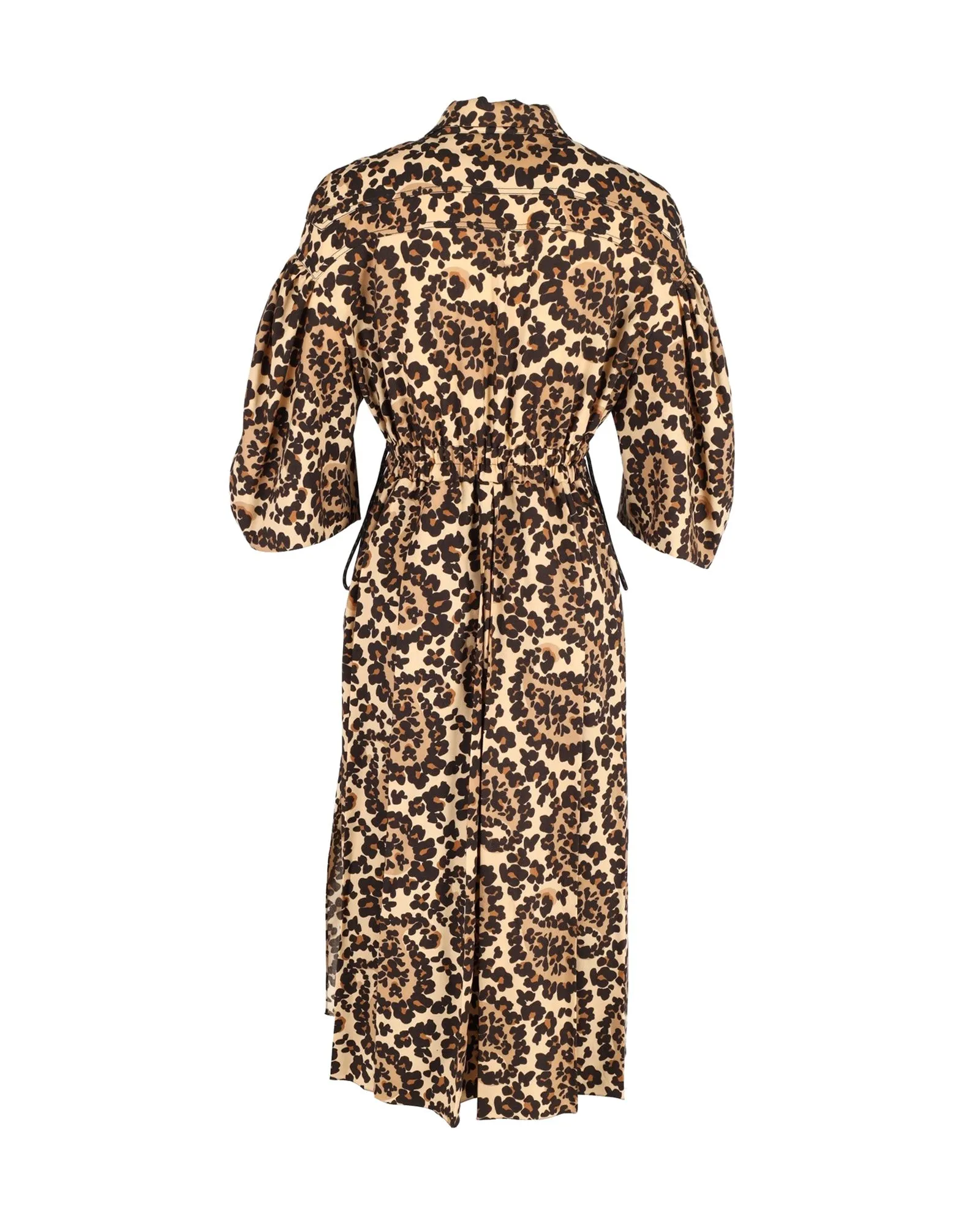 Fendi Leopard-Print V-Neck Midi Dress in Brown Polyester