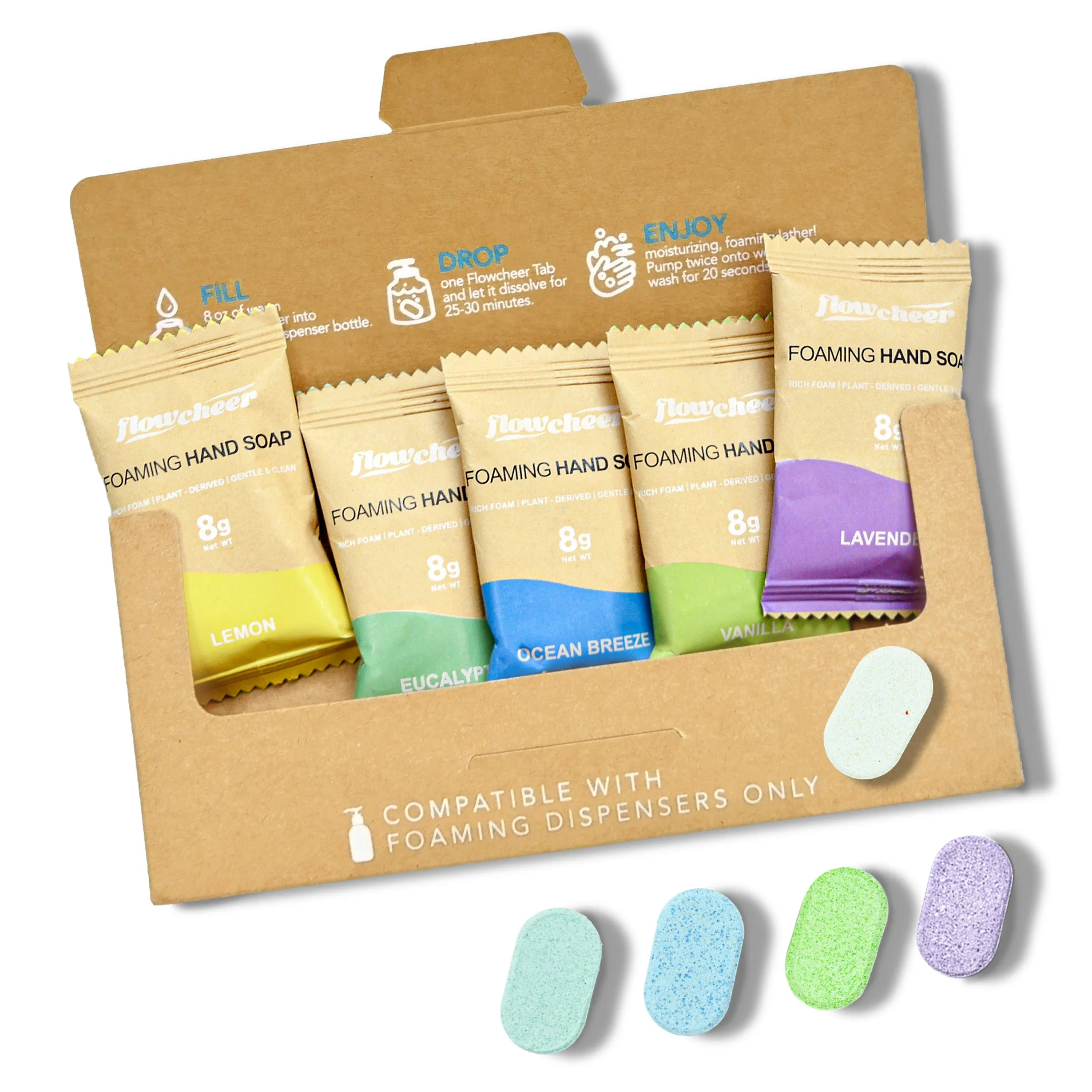 Foaming Hand Soap Refill 5 Tablets - (Lemon, Orange, Eucalyptus, Lavender, Coconut)