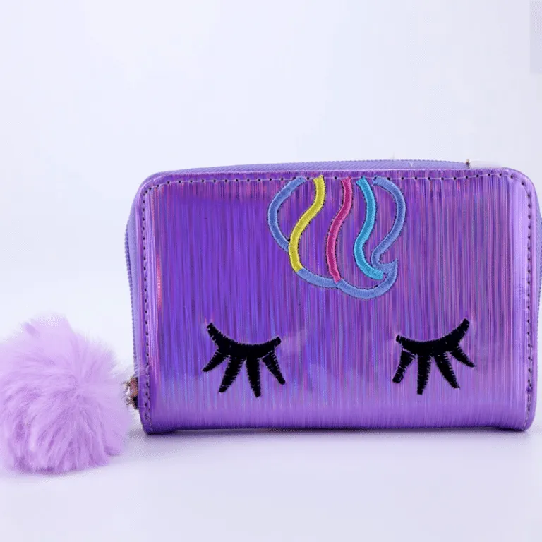 Girls Holographic Unicorn Wallet Women Kids Coin Purses Chain Shoulder Bag