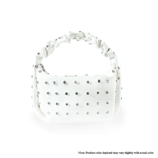 H-MUCCIA RHINESTONE STUDDED SCRUNCH HANDLE BAG