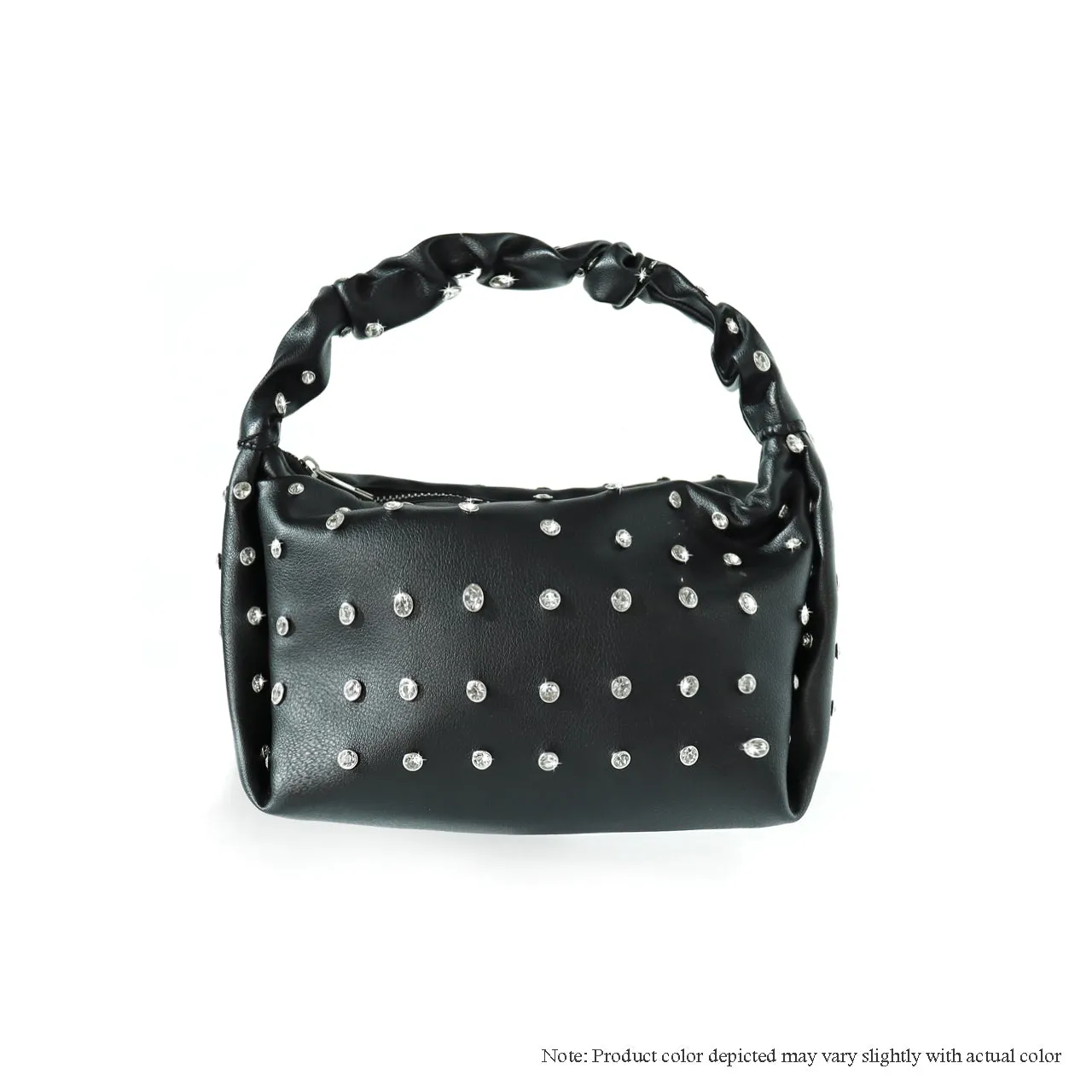 H-MUCCIA RHINESTONE STUDDED SCRUNCH HANDLE BAG