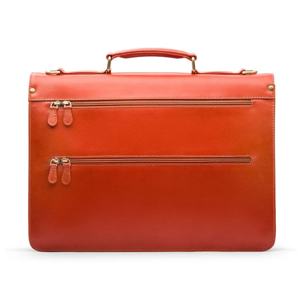Hampton Leather Trolley Sleeve Briefcase - Light Tan