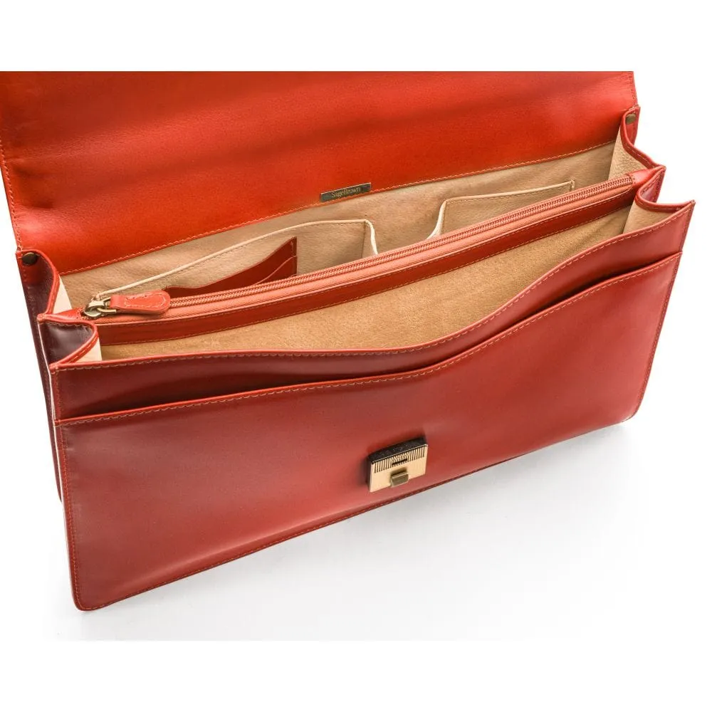 Hampton Leather Trolley Sleeve Briefcase - Light Tan