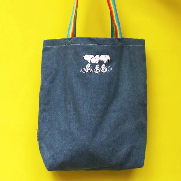House of Disaster - Peanuts' Be Happy' Denim Tote Bag