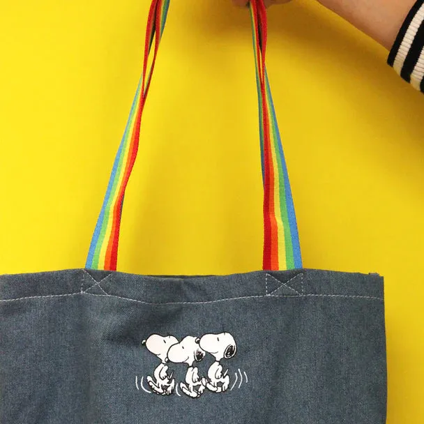 House of Disaster - Peanuts' Be Happy' Denim Tote Bag