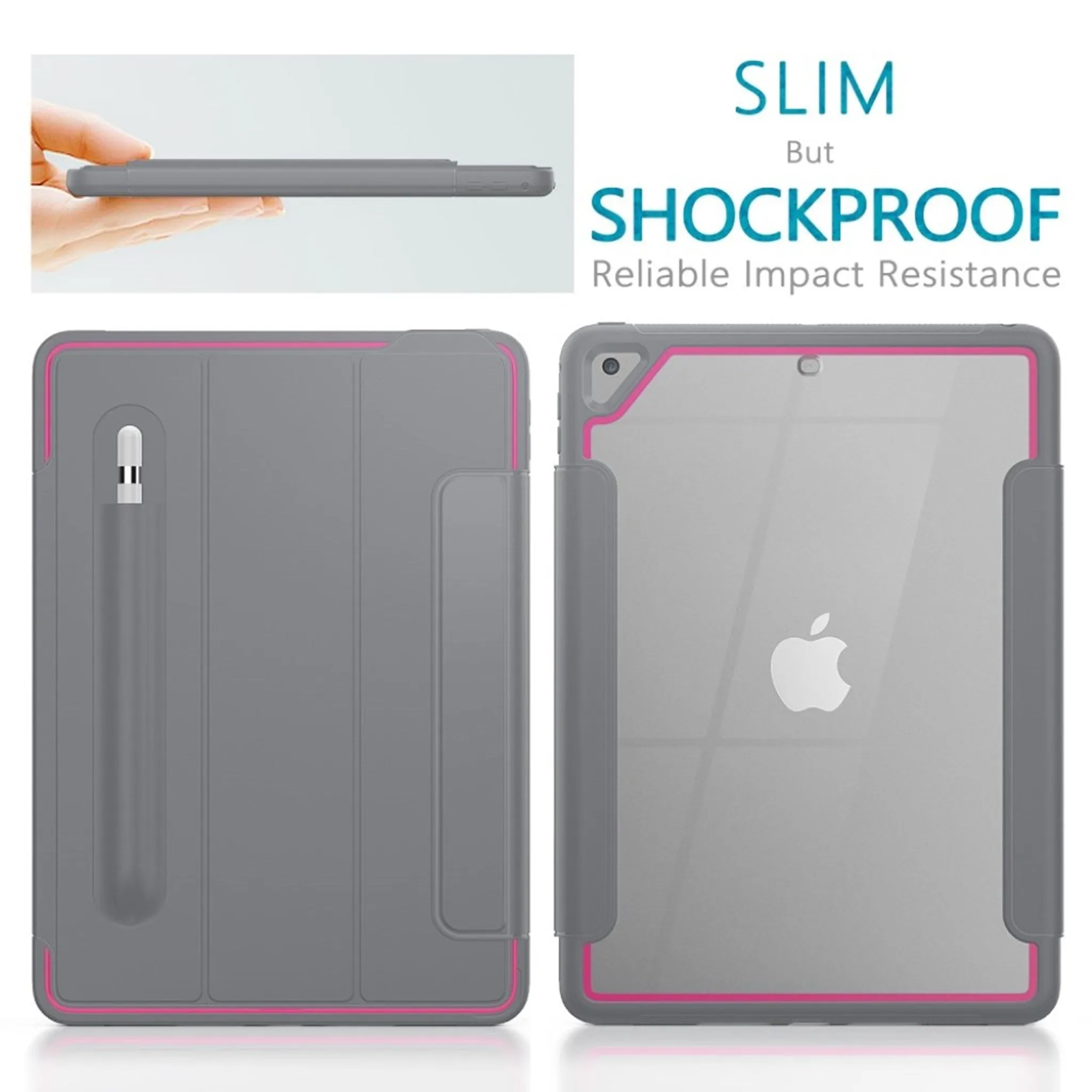 iPad (2018) elegant tri-fold case - Grey / Rose