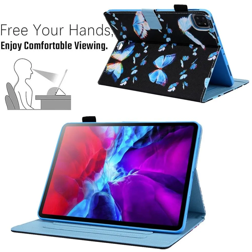 iPad Air (2020) / Pro 11 inch (2020) pattern leather case - Blue Butterfly