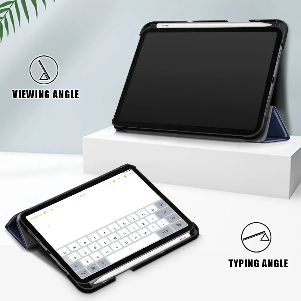 iPad Mini 6 (2021) slim tri-fold PU leather flip case with pen slot - Dark Blue