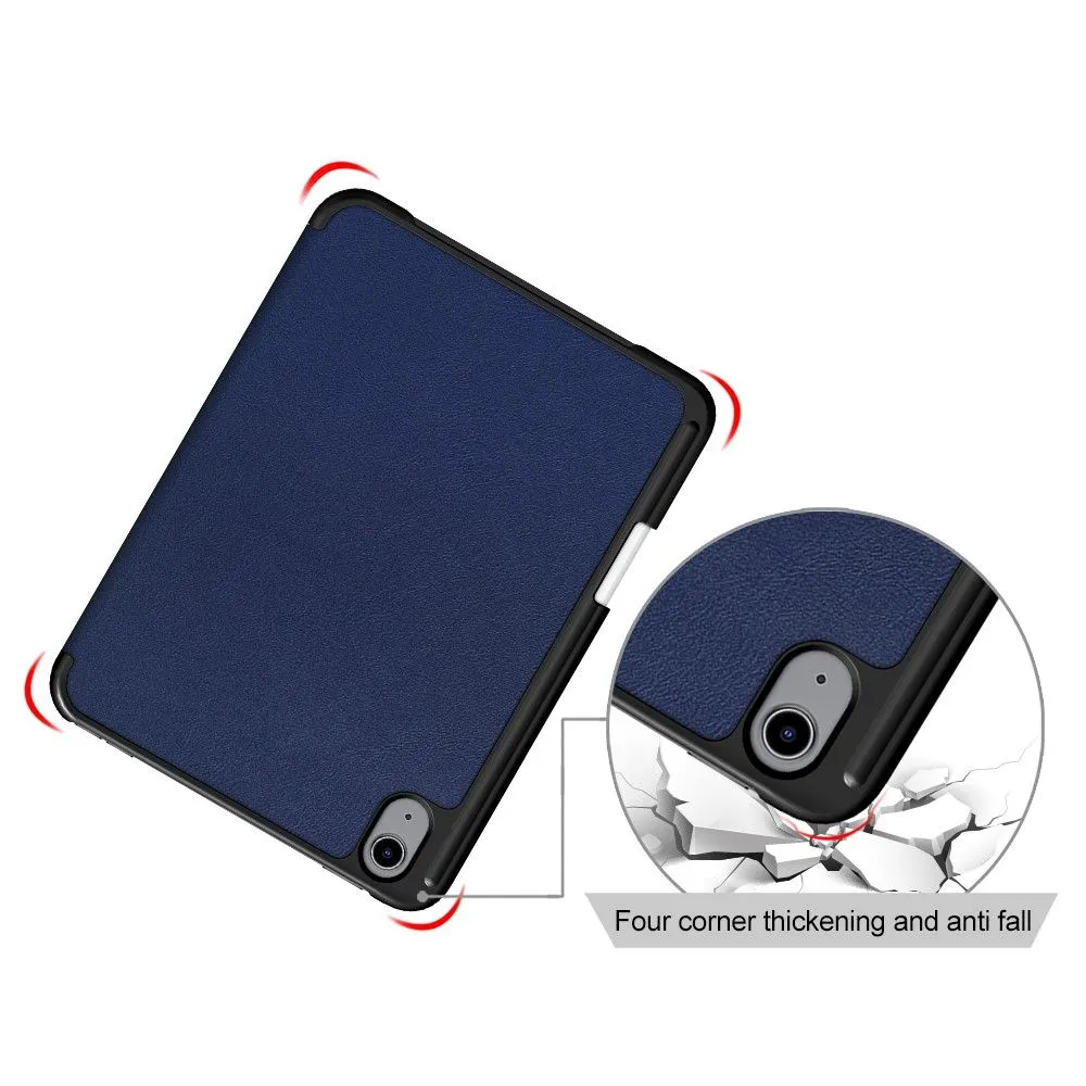 iPad Mini 6 (2021) slim tri-fold PU leather flip case with pen slot - Dark Blue