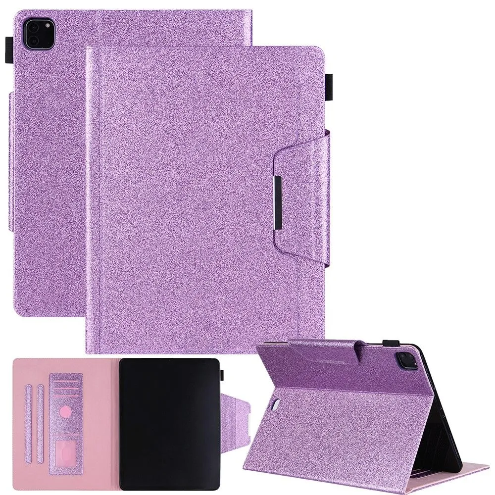 iPad Pro 12.9 (2021) / (2020) / (2018) PU leather flip case with card slots - Purple